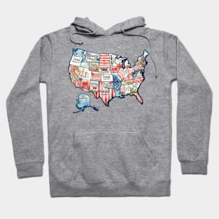 Retro America USA Map, You Are Bible Verse, 4th Of July, USA Flag, American Girl, American 1776 Hoodie